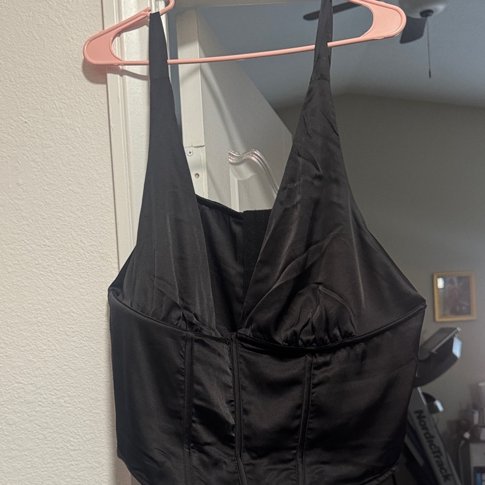 Torrid Black Satin Crop Top